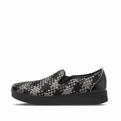 Fitflop Women's RALLY Silky Weave Slip-On Sneakers - Black, EQ0853694